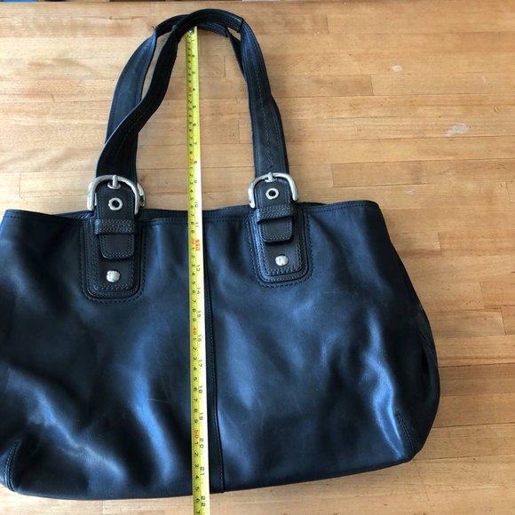 Coach soho Black Leather Buckle Satchel Tote Shoulder Bag Hand Purse 13110 - Picture 5 of 15